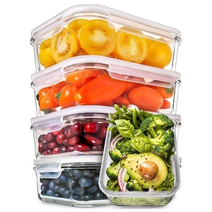 Custom Buy Cute Compartment Food Container Microwave Oven Glass Storage School Bento Box Lunch Set For Kid Adult With Bamboo Lid