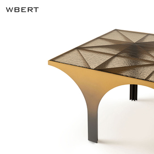 WBERT, mesa de centro de cristal ondulado de agua en forma italiana, sala de estar, mesa de centro cuadrada creativa, mesa baja - Product Image 2