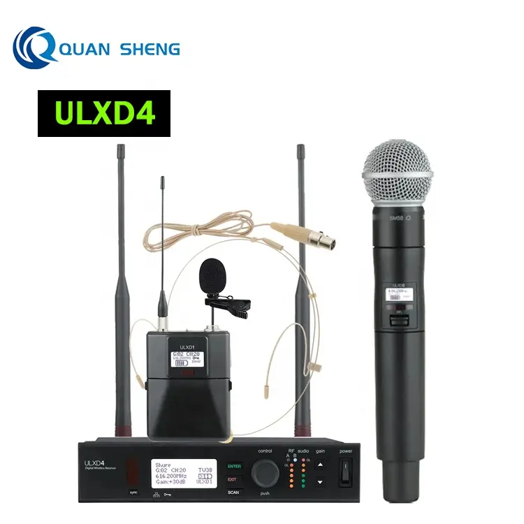 ULXD4 mikrofon Lavalier Headset nirkabel Uhf, mikrofon Digital profesional kinerja panggung