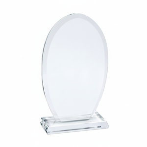 Trofeo Ovale in Vetro 90mm H con Base in Acrilico Trasparente per Esposizione Premi e Targhe - Product Image 2