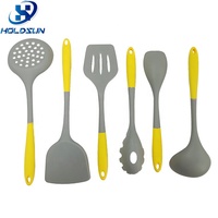 Ensemble d'ustensiles de cuisine en silicone sans BPA, résistant à la chaleur, couleur personnalisée, design monobloc, 6 pièces, pour la cuisine à domicile