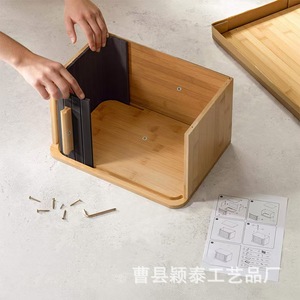 Boîte à pain en bambou, rangement en bois massif avec couvercle coulissant pour cuisine et salle à manger - Product Image 4