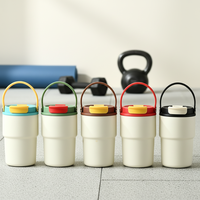 Mug isotherme de voiture en acier inoxydable à double paroi avec revêtement intérieur en céramique de 450 ml, infuseur à thé et paille