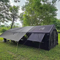 Tente pneumatique Coody 8.0+Framed Foyer - Noire, Luxe, Grande Tente Familiale de Glamping en Tissu de Coton Gonflable pour le Camping