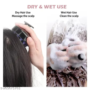 Manual Hair Scalp Massager Round Silicone Head Shampoo <b>Brush</b> with Non-Static ABS Handle Soft and Gentle for Massage - Product Image 4
