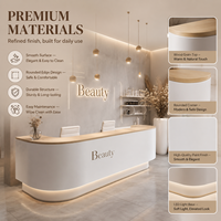 Comptoir de réception moderne incurvé avec éclairage LED, comptoir de réception de salon de luxe, bureau d'accueil personnalisé