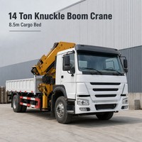 Grue à bras articulé pliable 14T montée sur camion, marque TOP, châssis 8x4, rotation à 360 degrés, robuste pour la construction