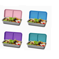 Boîte à lunch réfrigérable en acier inoxydable 550 ml avec couvercle en plastique sans BPA, compatible micro-ondes, écologique et durable