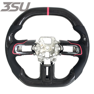 Volant de direction en cuir et fibre de carbone style sport pour Ford <span class=keywords><strong>Mustang</strong></span> Ecoboost 2015-2023, processus de forgeage, personnalisable - Product Image 1