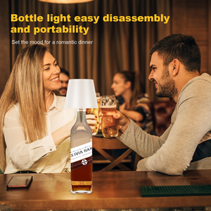 Modern Rechargeable LED Table Lamp <b>Wireless</b> Touch <b>Control</b> Bottle Light Portable Cafe Bar Design Metal Embed Cordless Feature - Product Image 5