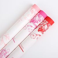 Papier d'emballage pour fleurs en gros, motif floral romantique de la Saint-Valentin, avec bordure en plastique, imperméable, pour fleuristes