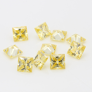 Vente en gros d'usine, pierres de zircone cubique de qualité 5A, taille princesse carrée, couleur jaune clair, pour la fabrication de bijoux - Product Image 6