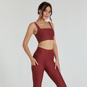 Ensemble de yoga taille haute sans couture personnalisé en usine pour femmes vêtements de sport confortables pour la salle de sport et les leggings de course avec poches - Product Image 2