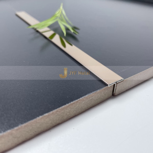 Perfil Decorativo Moderno en Forma de T de Acero Inoxidable EX1011, Duradero, para Acabado de Bordes de Azulejos de Pared y Piso Interiores - Product Image 1