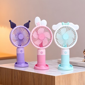 Ventilador de Escritorio Portátil Recargable USB LingPan con Diseño de Dibujos Animados, Soporte para Teléfono, Motor de CC de 5W - Product Image 5