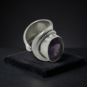 Art Palace 925 <b>Silver</b> Plated <b>Amethyst</b> Gemstone <b>Ring</b> Bohemian Style Unisex Jewelry Gift for Daily Wear - Product Image 3