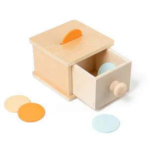 Houten Leermiddelen Montessori Vroege Onderwijs Kleuterschool Coin Box Lade Games Kinderen Object Herkenning Type Kleur