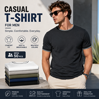 T-shirt décontracté pour homme, col rond, bordure contrastée, doux, respirant, manches courtes, t-shirt basique décontracté pour homme, à porter tous les jours