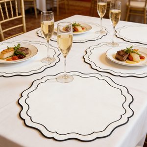 Hochwertige Maßgefertigte Stoff-Tischsets für Gewerbliche Gastronomie, Bestickte Boho-Hochzeits-Tischsets - Product Image 1