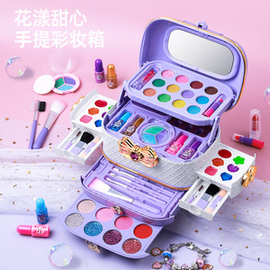 2024 meilleure vente enfants Kits de maquillage <span class=keywords><strong>fille</strong></span> semblant Kits de maquillage jouer maison jouet <span class=keywords><strong>valise</strong></span> avec ensemble de maquillage bricolage Kits de cosmétiques - Product Image 3
