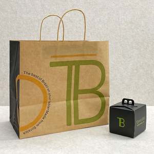 Custom Logo Kraft Paper Food Packaging <b>Bags</b> Takeout Takeaway Brown Craft Paper Tote <b>Bag</b> with Handle - Product Image 2