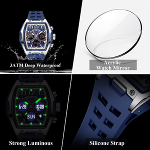 <span class=keywords><strong>Orologio</strong></span> da <span class=keywords><strong>Uomo</strong></span> Poedagar 636, Sportivo <span class=keywords><strong>Analogico</strong></span>-<span class=keywords><strong>Digitale</strong></span> al Quarzo, Doppio Display, Cinturino in Silicone, Resistente all'Acqua, Luminoso - Product Image 4