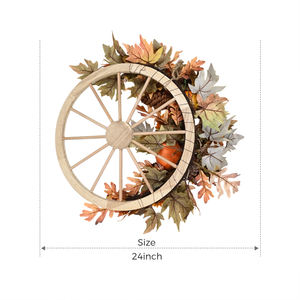Good Quality Autumn <b>Halloween</b> <b>Decorative</b> Flowers Wreath 24inch <b>Halloween</b> Pumpkin Wreath for <b>Front</b> <b>Door</b> - Product Image 2