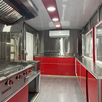 Camion de restauration avec équipement personnalisé, chariot mobile américain, barbecue, kebab, steak, hot-dog, viande grillée sur brochettes, remorque de cuisine complète