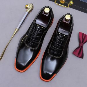 Zapatos de Vestir Formales de Estilo Italiano para Hombre, con Punta Cuadrada, Antideslizantes, Transpirables, Ligeros, con Parches, con Cordones, Hechos a Mano - Product Image 5
