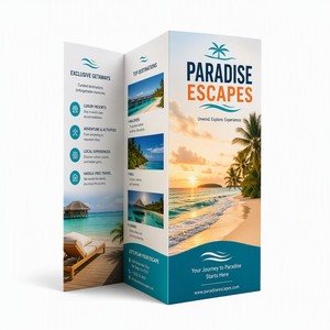 Brochure de voyage personnalisée pliable en trois parties (C-Fold) format A4, motif î<span class=keywords><strong>les</strong></span> tropicales, pour promotion des agences de tourisme et des complexes hôteliers, faible MOQ - Product Image 1