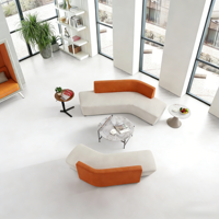 Canapé Chesterfield moderne à une place, courbé en serpentine, avec structure en acier inoxydable, design réglable, revêtement en tissu pour bureau et salon