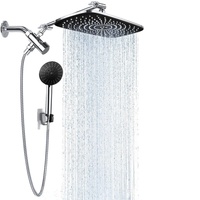 Ensemble de douche mural en acier inoxydable avec système de pluie et 5 modes, bras d'extension réglable, kit de douche pour salle de bain