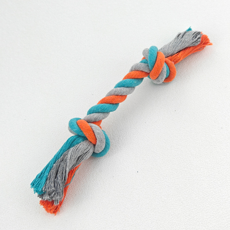 Cuerda de algodón trenzada con doble nudo - azul y naranja