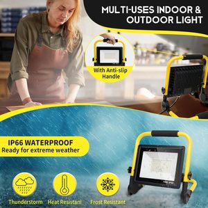 Projecteur de travail LED noir 10000LM, portable, étanche IP66, avec lentille en verre trempé, cordon de 5 pieds pour utilisation en extérieur/intérieur - Product Image 4