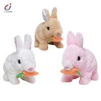 Chengji marche en peluche animal jouet enfant en bas âge éducatif B/O électrique belle morsure radis lapin en peluche
