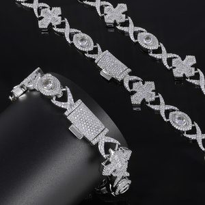 Collar <span class=keywords><strong>de</strong></span> Cadena Cubana Estilo Hip Hop NUOYA <span class=keywords><strong>con</strong></span> Diseño <span class=keywords><strong>de</strong></span> <span class=keywords><strong>Cruz</strong></span> y Ojo, Adornado <span class=keywords><strong>con</strong></span> Piedras <span class=keywords><strong>de</strong></span> Circonita Cúbica Baguette, para Mujer - Product Image 4