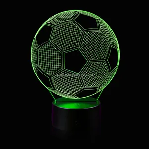 Lâmpada noturna com ilusão 3D, luz esportiva com base preta para quarto, luz noturna LED com controle remoto para mesa e basquete e futebol, base de toque com usb