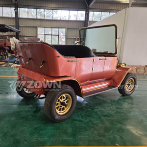 รถไฟฟ้าวินเทจสีน้ำตาลแดงเปิดประทุน ตกแต่งขอบสีทอง สำหรับการท่องเที่ยวชมวิว - Product Image 6
