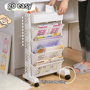 Storage Rack Bookshelf <b>Table</b> Side Wheels Rack Removable Floor Multi Dormitory <b>Table</b> Side Storages <b>Basket</b> Storage Racks - Product Image 2