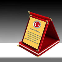 Plaque de certificat de boîte de velours pliable Plaque de trophée de prix de velours noir bleu rouge jaune