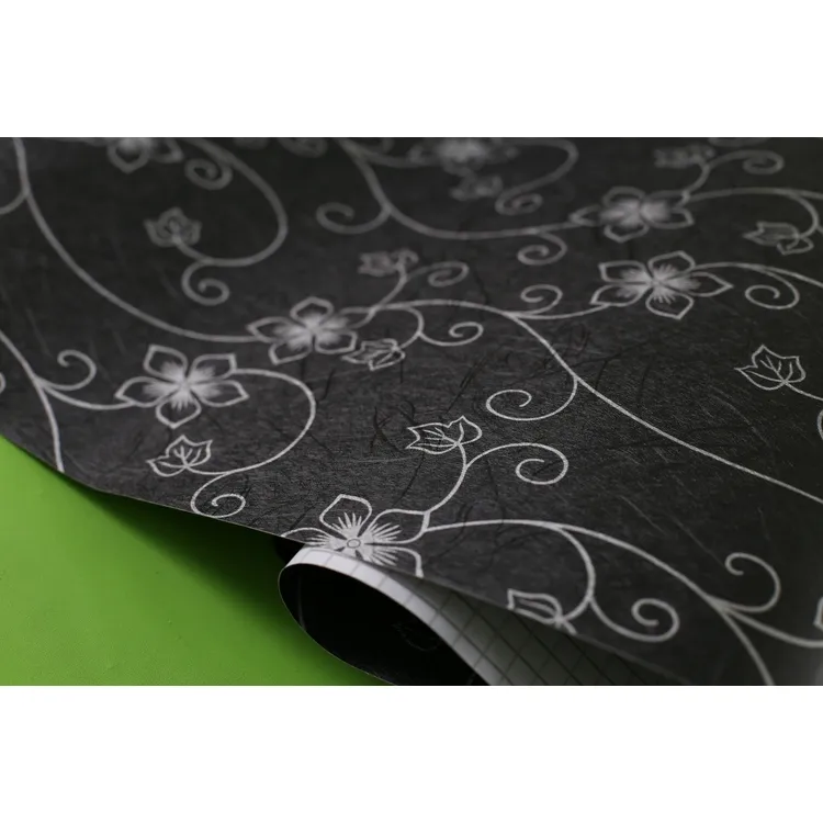 Factory hot selling modern design decals self-adhesive floral pattern vinyl wallpaper on black background