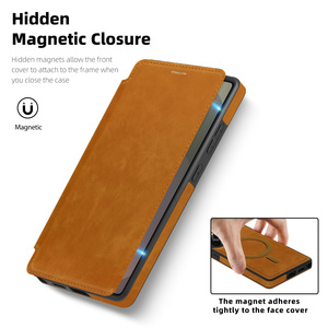 Per <span class=keywords><strong>Samsung</strong></span> S25 Edge S25U Flip <span class=keywords><strong>Cover</strong></span> in pelle S23 Plus Business Case con Slot per schede magnetiche compatibile con telefono cellulare S24U - Product Image 4