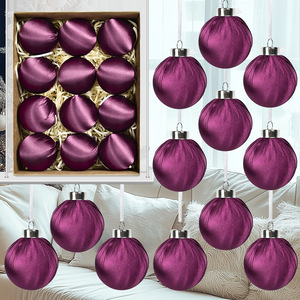 Nuevas Decoraciones Navideñas Colgantes de Bolas de Terciopelo Brillante, Adornos Festivos para Árbol de Navidad, XM0188S - Set de Regalo de Bolas de Satén - Product Image 2