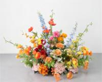 Fleurs Artificielles pour Arche de Mariage, Composition Florale Rose, Blanche et Orange, Guirlandes de Fleurs Artificielles pour Fond d'Arche