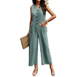 Sknaked Mono de pierna ancha para mujer, informal, holgado, con peto, pantalón, mono, para primavera y verano - Product Image 3