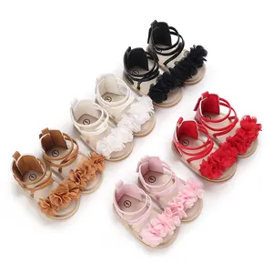 बेबी जूते पु सैंडल और चप्पल 0-1 साल पुराने लड़कियों फूल फैशन जूते पहली वॉकर सफेद लड़कियों आकस्मिक सैंडल