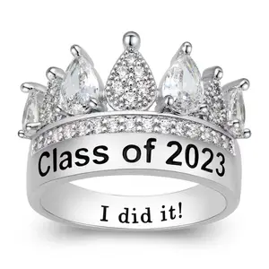 Aangepaste Kroon Ringen Middelbare School Klas Ringen Voor Meisjes En College Klas Ring Voor Vrouwen Klassieke Collectie Gepersonaliseerd