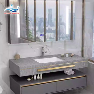Mueble de Baño y Tocador de Pared 2026, Fabricado en Material de Piedra Artificial Gris, Apto para Uso en el Baño - Product Image 6