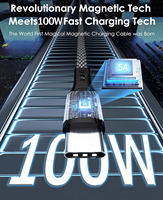 100w Usb Câble de charge magnétique Chargeur Usb C à C Aimant d'aspiration Câble Usb Charge rapide Câble Usbc magnétique à enroulement automatique