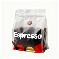 Sachets plats transparents givrés personnalisés pour café, résistants à l'humidité, de qualité alimentaire, en plastique transparent, avec fermeture éclair